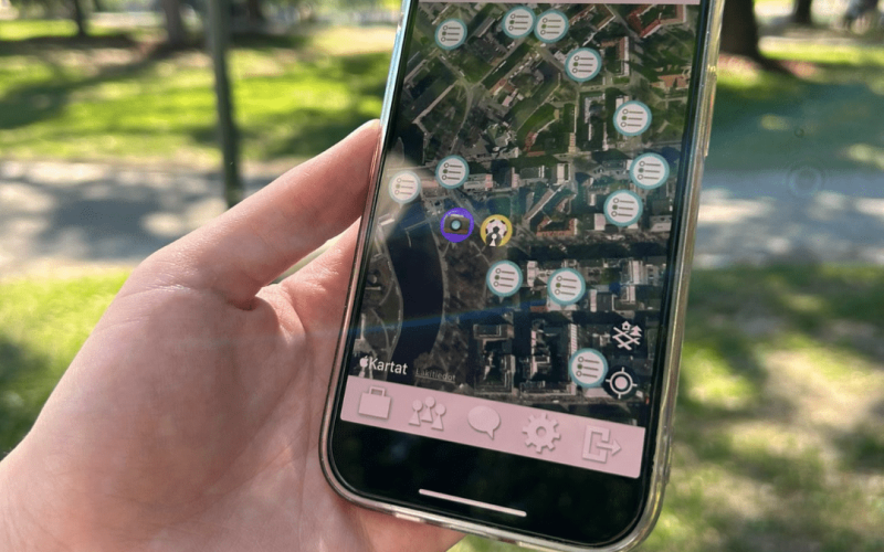 Kaupunkiseikkailu kuva puhelimen näytöstä kesä 2024